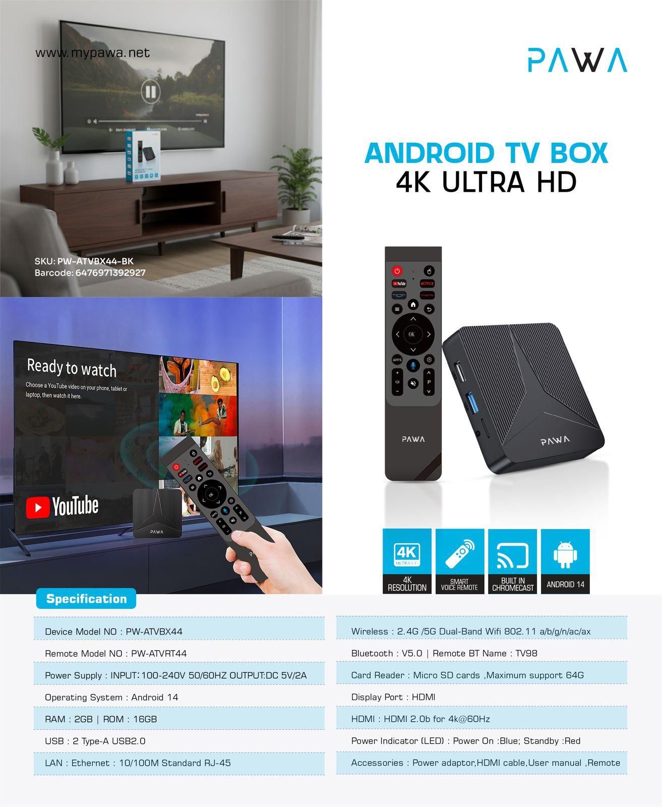 Android TV Box 4K Ultra HD.